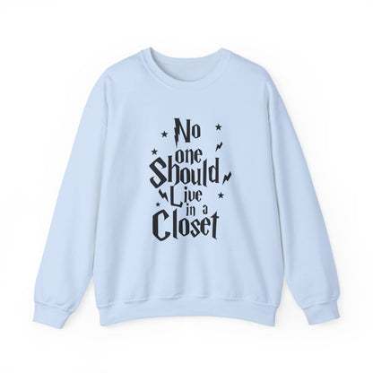 NO ONE SHOULD LIVE IN A CLOSET